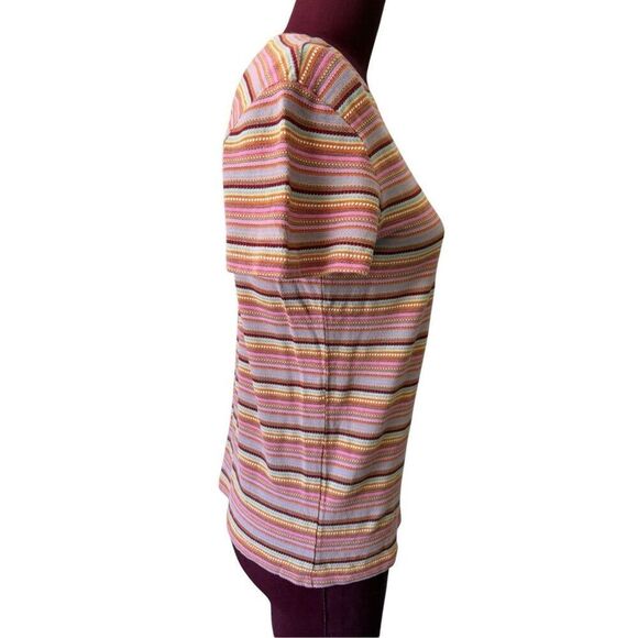 MARINE LAYER Top Striped Cotton Crew Neck Size S Pink - Picture 6 of 8